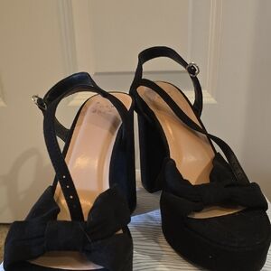a new day Black Bow Platform Slingback Heels